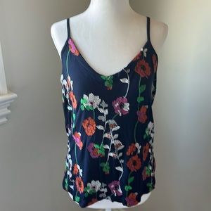Anthro embroidered floral strappy tank
